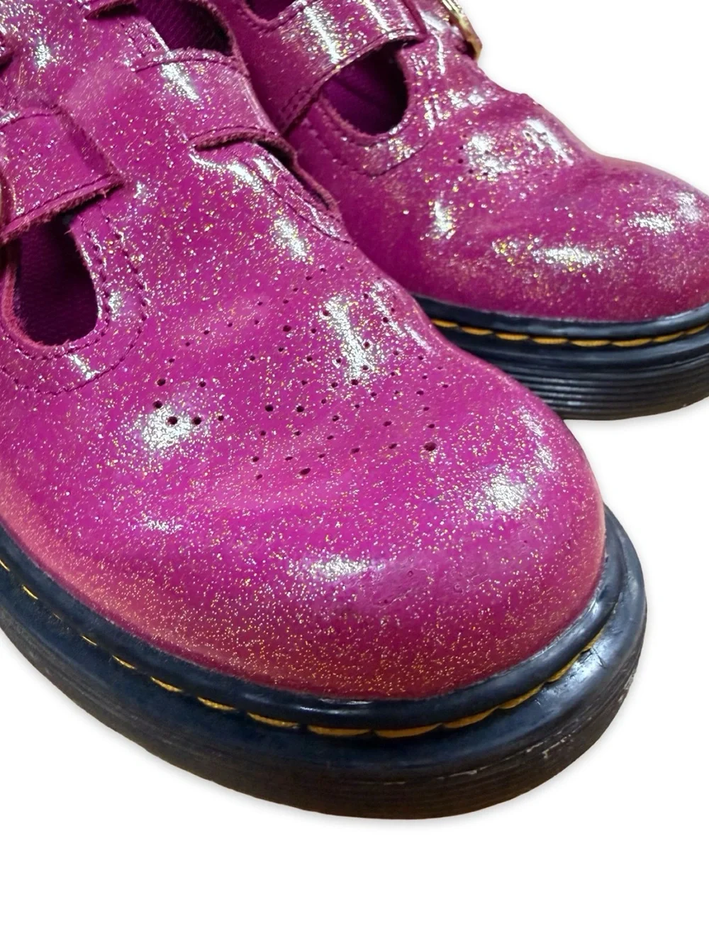 Dr. Martens Girl’s Fuchsia/Silver/Gold Glitter Mary Jane’s 8065 J Size 3